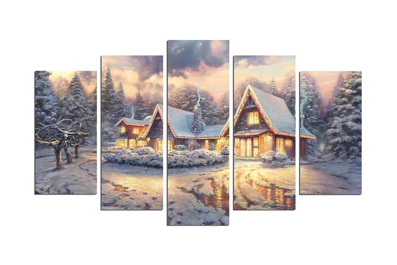 Dekorativ MDF-maling 5-Deler 20x60 cm - Flerfarget - Interiør - Maleri & posters - Lerretsbilder