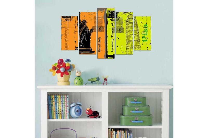 Dekorativ MDF-maling 5-Deler 20x60 cm - Flerfarget - Interiør - Maleri & posters - Lerretsbilder