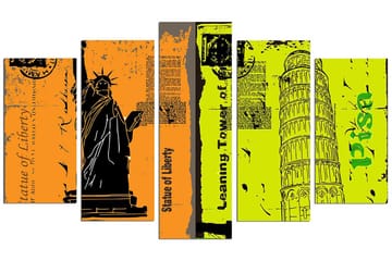 Dekorativ MDF-maling 5-Deler 20x60 cm - Flerfarget - Interiør - Maleri & posters - Lerretsbilder