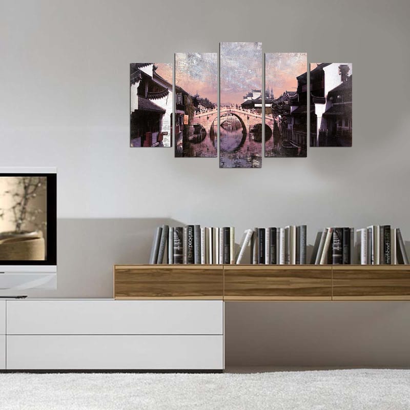 Dekorativ MDF-maling 5-Deler 20x60 cm - Flerfarget - Interiør - Maleri & posters - Lerretsbilder