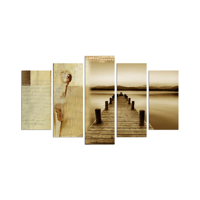 Dekorativ MDF-maling 5-Deler 20x60 cm - Flerfarget - Interiør - Maleri & posters - Lerretsbilder