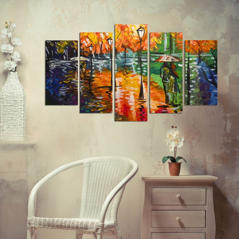 Dekorativ MDF-maling 5-Deler 20x60 cm - Flerfarget - Interiør - Maleri & posters - Lerretsbilder