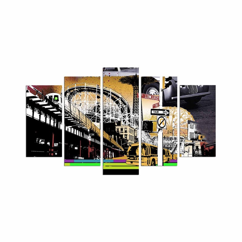 Dekorativ MDF-maling 5-Deler 20x60 cm - Flerfarget - Interiør - Maleri & posters - Lerretsbilder