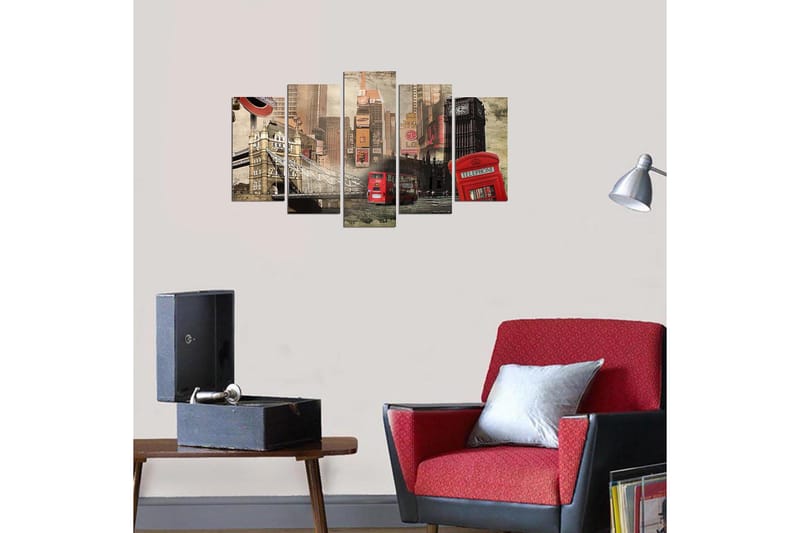 Dekorativ MDF-maling 5-Deler 20x60 cm - Flerfarget - Interiør - Maleri & posters - Lerretsbilder