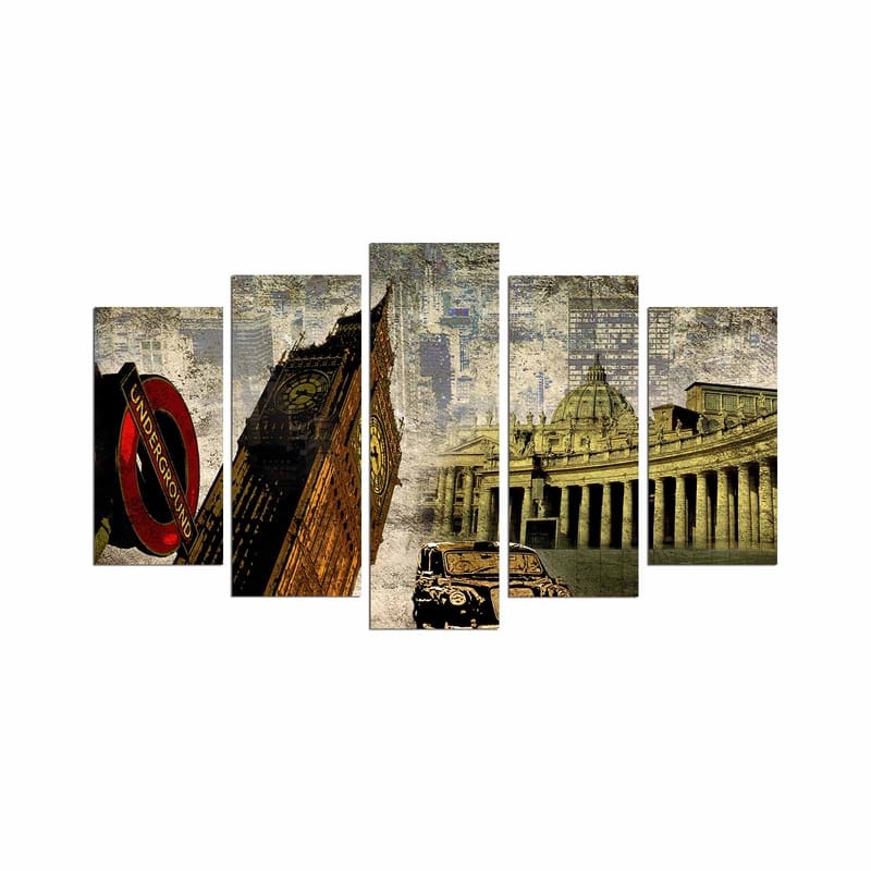 Dekorativ MDF-maling 5-Deler 20x60 cm - Flerfarget - Interiør - Maleri & posters - Lerretsbilder