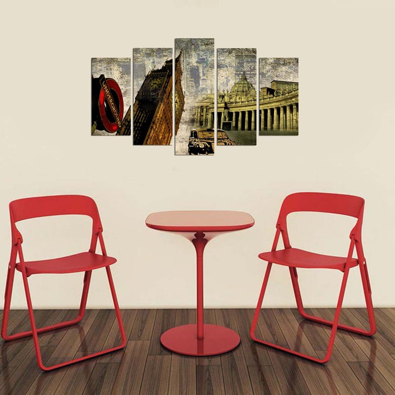 Dekorativ MDF-maling 5-Deler 20x60 cm - Flerfarget - Interiør - Maleri & posters - Lerretsbilder
