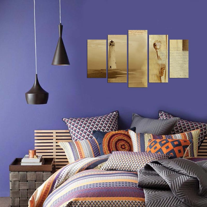 Dekorativ MDF-maling 5-Deler 20x60 cm - Flerfarget - Interiør - Maleri & posters - Lerretsbilder