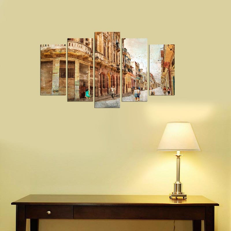 Dekorativ MDF-maling 5-Deler 20x60 cm - Flerfarget - Interiør - Maleri & posters - Lerretsbilder