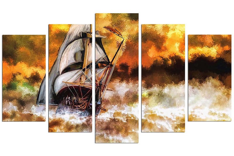 Dekorativ MDF-maling 5-Deler 20x60 cm - Flerfarget - Interiør - Maleri & posters - Lerretsbilder