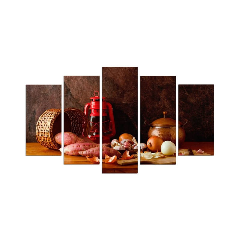 Dekorativ MDF-maling 5-Deler 20x60 cm - Flerfarget - Interiør - Maleri & posters - Lerretsbilder