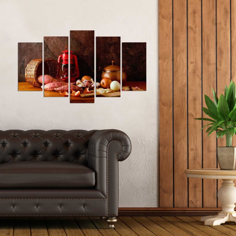 Dekorativ MDF-maling 5-Deler 20x60 cm - Flerfarget - Interiør - Maleri & posters - Lerretsbilder