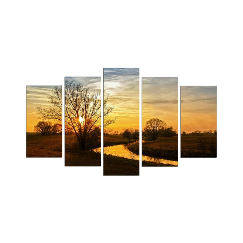 Dekorativ MDF-maling 5-Deler 20x60 cm - Flerfarget - Interiør - Maleri & posters - Lerretsbilder