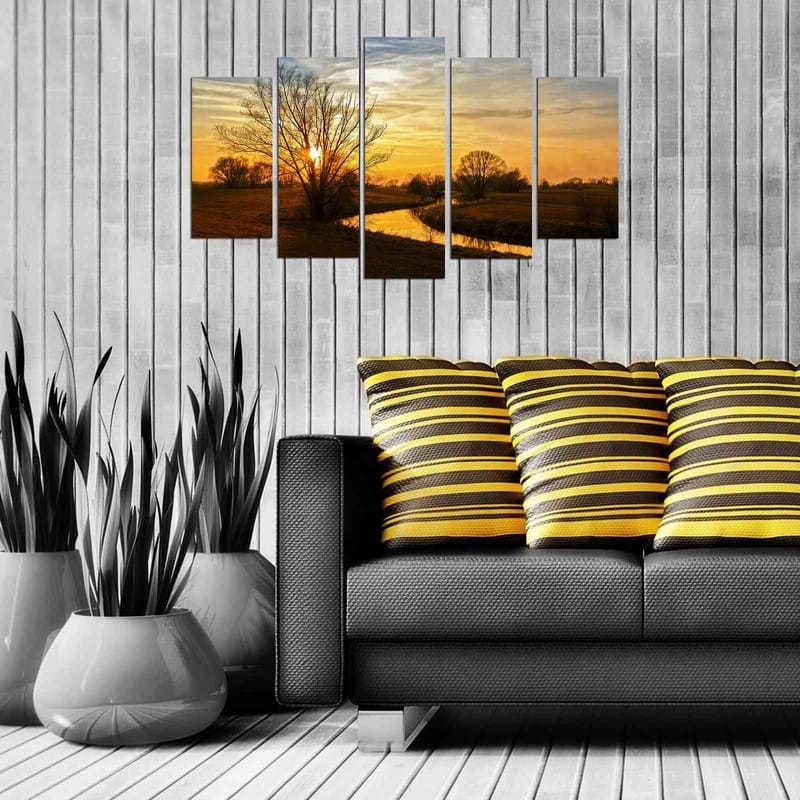 Dekorativ MDF-maling 5-Deler 20x60 cm - Flerfarget - Interiør - Maleri & posters - Lerretsbilder