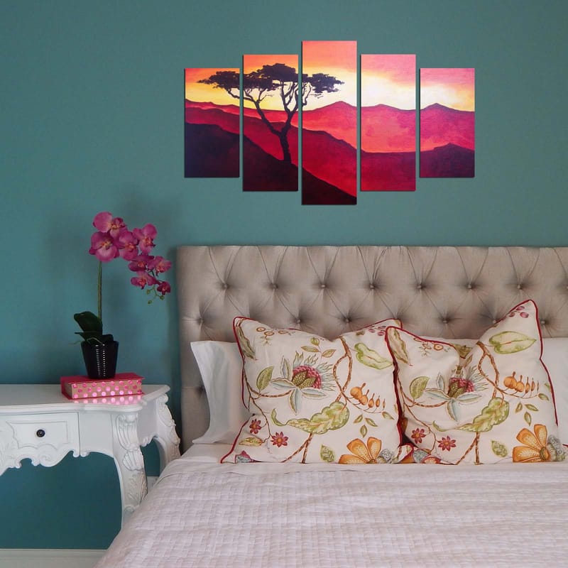 Dekorativ MDF-maling 5-Deler 20x60 cm - Flerfarget - Interiør - Maleri & posters - Lerretsbilder