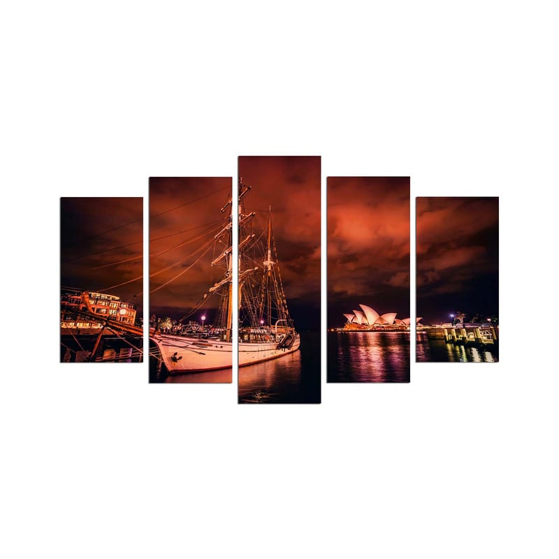 Dekorativ MDF-maling 5-Deler 20x60 cm - Flerfarget - Interiør - Maleri & posters - Lerretsbilder