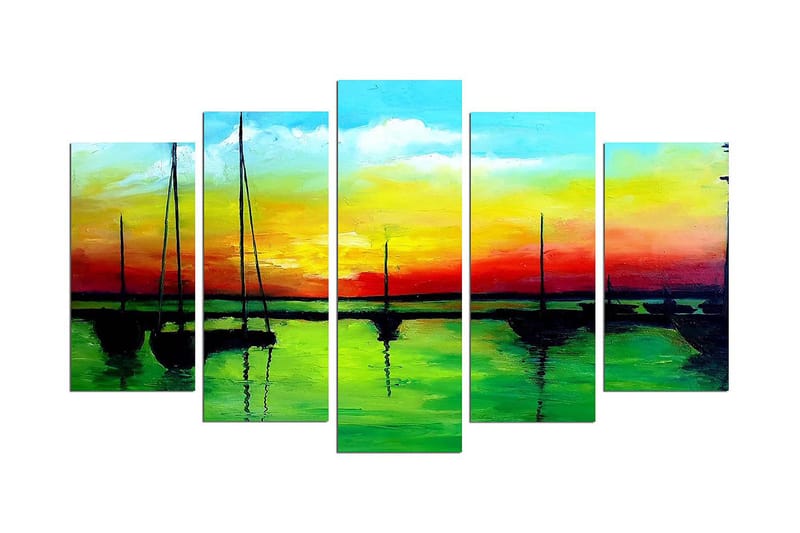 Dekorativ MDF-maling 5-Deler 20x60 cm - Flerfarget - Interiør - Maleri & posters - Lerretsbilder