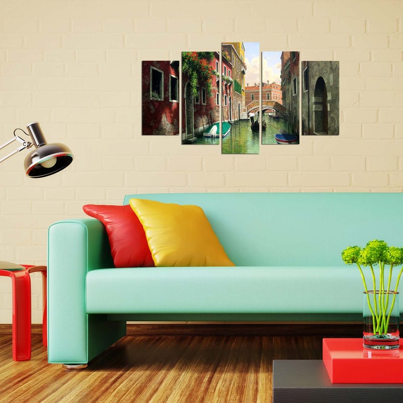Dekorativ MDF-maling 5-Deler 20x60 cm - Flerfarget - Interiør - Maleri & posters - Lerretsbilder