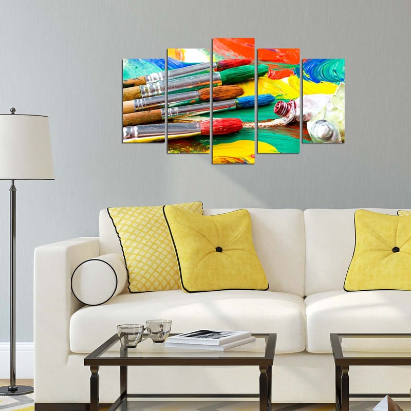 Dekorativ MDF-maling 5-Deler 20x60 cm - Flerfarget - Interiør - Maleri & posters - Lerretsbilder