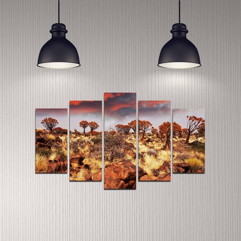 Dekorativ MDF-maling 5-Deler 20x60 cm - Flerfarget - Interiør - Maleri & posters - Lerretsbilder