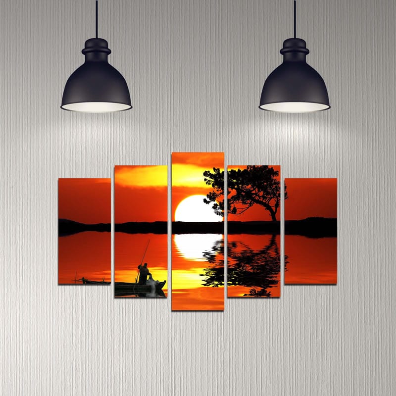 Dekorativ MDF-maling 5-Deler 20x60 cm - Flerfarget - Interiør - Maleri & posters - Lerretsbilder