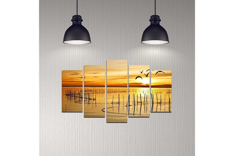 Dekorativ MDF-maling 5-Deler 20x60 cm - Flerfarget - Interiør - Maleri & posters - Lerretsbilder