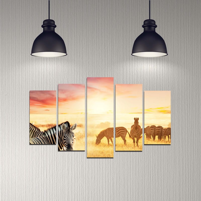 Dekorativ MDF-maling 5-Deler 20x60 cm - Flerfarget - Interiør - Maleri & posters - Lerretsbilder