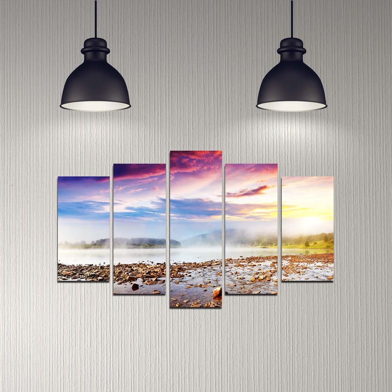 Dekorativ MDF-maling 5-Deler 20x60 cm - Flerfarget - Interiør - Maleri & posters - Lerretsbilder