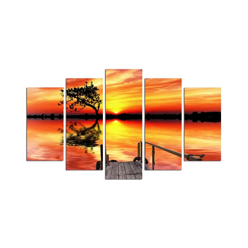 Dekorativ MDF-maling 5-Deler 20x60 cm - Flerfarget - Interiør - Maleri & posters - Lerretsbilder