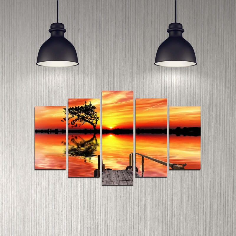 Dekorativ MDF-maling 5-Deler 20x60 cm - Flerfarget - Interiør - Maleri & posters - Lerretsbilder
