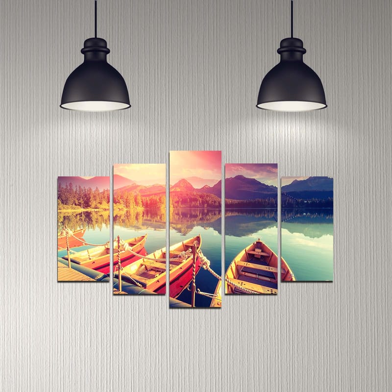 Dekorativ MDF-maling 5-Deler 20x60 cm - Flerfarget - Interiør - Maleri & posters - Lerretsbilder