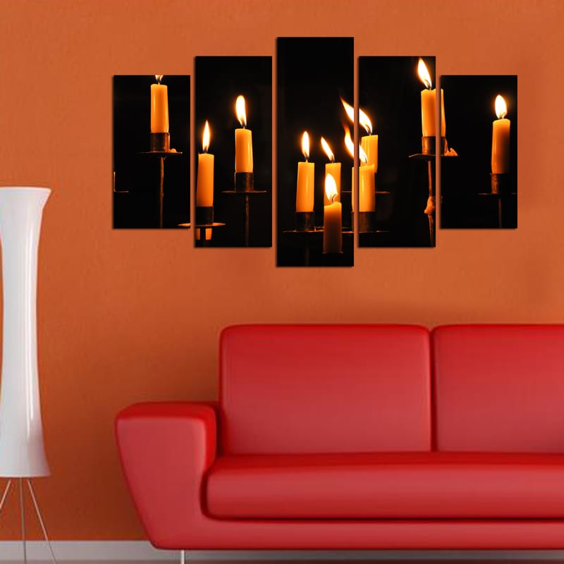 Dekorativ MDF-maling 5-Deler 20x60 cm - Flerfarget - Interiør - Maleri & posters - Lerretsbilder