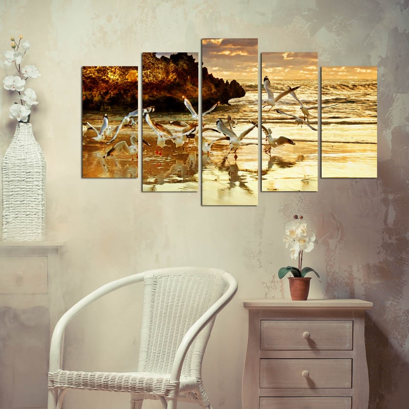 Dekorativ MDF-maling 5-Deler 20x60 cm - Flerfarget - Interiør - Maleri & posters - Lerretsbilder