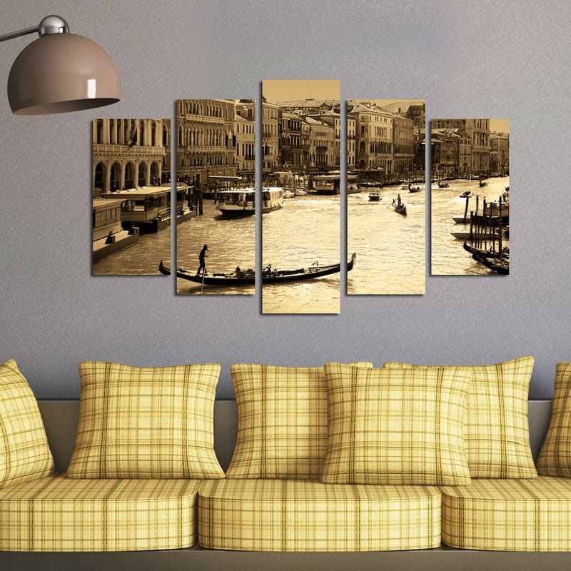 Dekorativ MDF-maling 5-Deler 20x60 cm - Flerfarget - Interiør - Maleri & posters - Lerretsbilder