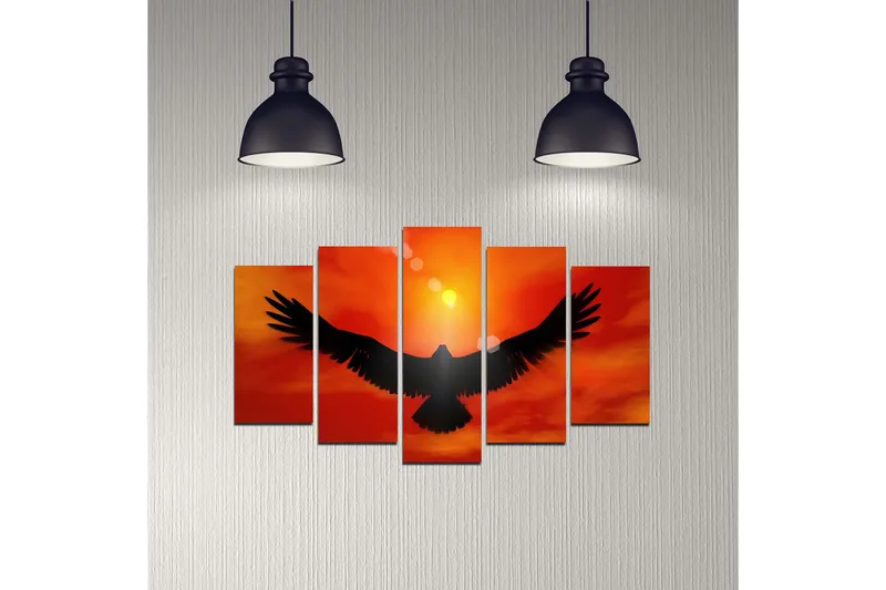 Dekorativ MDF-maling 5-Deler 20x60 cm - Flerfarget - Interiør - Maleri & posters - Lerretsbilder