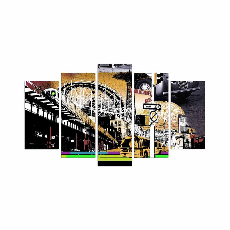 Dekorativ MDF-maling 5-Deler 20x60 cm, Flerfarget