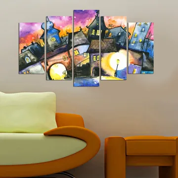 Dekorativ MDF-maling 5-Deler 20x60 cm - Flerfarget - Interiør - Maleri & posters - Lerretsbilder