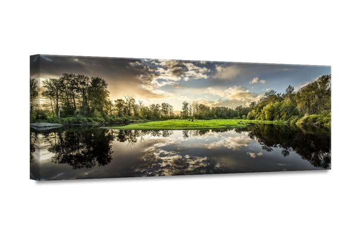 Green Sunset Tavle Canvas - 60x150cm - Lerretsbilder