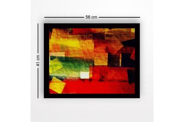 Innrammet lerret i tre - 41x56 cm - Abstrakt komposisjon med fargerike geometriske former - Rød / Gul / Grønn - Interiør - Maleri & posters - Lerretsbilder