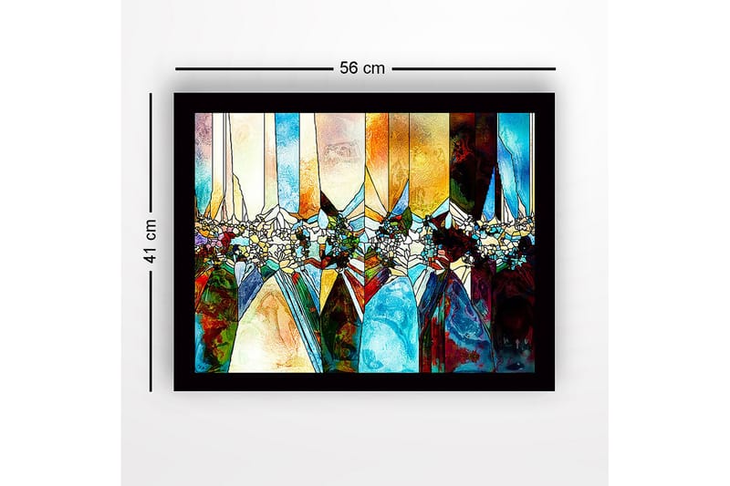 Innrammet lerret i tre - 41x56 cm - Abstrakt komposisjon med geometriske former og fargede seksjoner - Blå / Oransje / Grønn - Interiør - Maleri & posters - Lerretsbilder