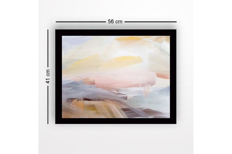 Innrammet lerret i tre - 41x56 cm - Abstrakt komposisjon med myke fargeoverganger - Lys gul / Lys rosa / Lys blå - Interiør - Maleri & posters - Lerretsbilder
