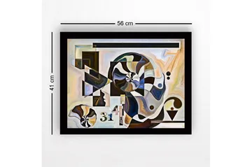 Innrammet lerret i tre - 41x56 cm - Abstrakt komposisjon med spiraler og geometriske former - Svart / Hvit / Brun - Interiør - Maleri & posters - Lerretsbilder