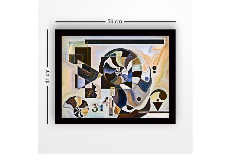 Innrammet lerret i tre - 41x56 cm - Abstrakt komposisjon med spiraler og geometriske former - Svart / Hvit / Brun - Interiør - Maleri & posters - Lerretsbilder