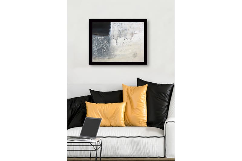 Innrammet lerret i tre - 41x56 cm - Abstrakt komposisjon med svarte og hvite nyanser - Svart / Hvit / Grå - Interiør - Maleri & posters - Lerretsbilder