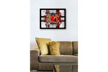 Innrammet lerret i tre - 41x56 cm - Abstrakt komposisjon med to dansende figurer - Rød / Svart / Hvit - Interiør - Maleri & posters - Lerretsbilder