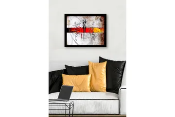 Innrammet lerret i tre - 41x56 cm - Abstrakt komposisjon med to stiliserte figurer i samspill - Rød / Svart / Oransje - Interiør - Maleri & posters - Lerretsbilder