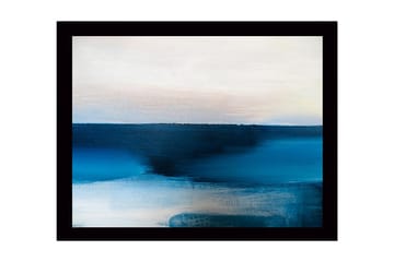 Innrammet lerret i tre - 41x56 cm - Abstrakt landskap med blå fargetoner - Mørk blå / Lys blå / Hvit - Interiør - Maleri & posters - Lerretsbilder