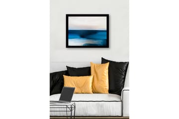 Innrammet lerret i tre - 41x56 cm - Abstrakt landskap med blå fargetoner - Mørk blå / Lys blå / Hvit - Interiør - Maleri & posters - Lerretsbilder