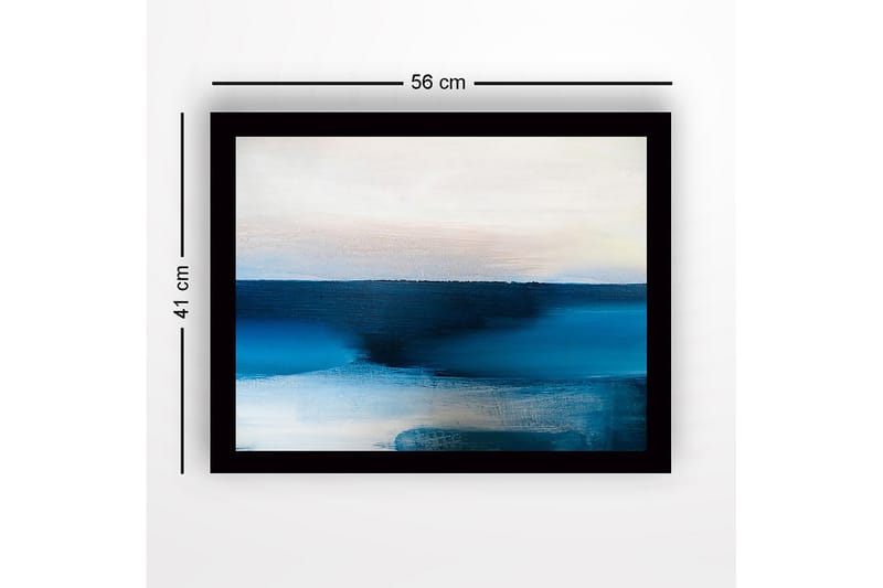 Innrammet lerret i tre - 41x56 cm - Abstrakt landskap med blå fargetoner - Mørk blå / Lys blå / Hvit - Interiør - Maleri & posters - Lerretsbilder