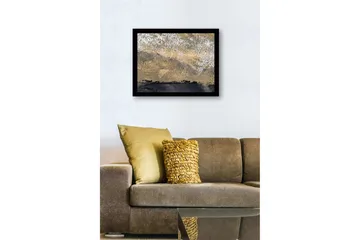 Innrammet lerret i tre - 41x56 cm - Abstrakt landskap med gyldne og svarte toner - Gull / Svart - Interiør - Maleri & posters - Lerretsbilder