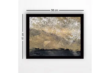 Innrammet lerret i tre - 41x56 cm - Abstrakt landskap med gyldne og svarte toner - Gull / Svart - Interiør - Maleri & posters - Lerretsbilder